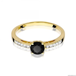 Pierścionek W0066 Czarny Diament 0,50ct żółte złoto 375