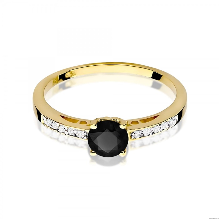 Pierścionek W0066 Czarny Diament 0,50ct żółte złoto 375