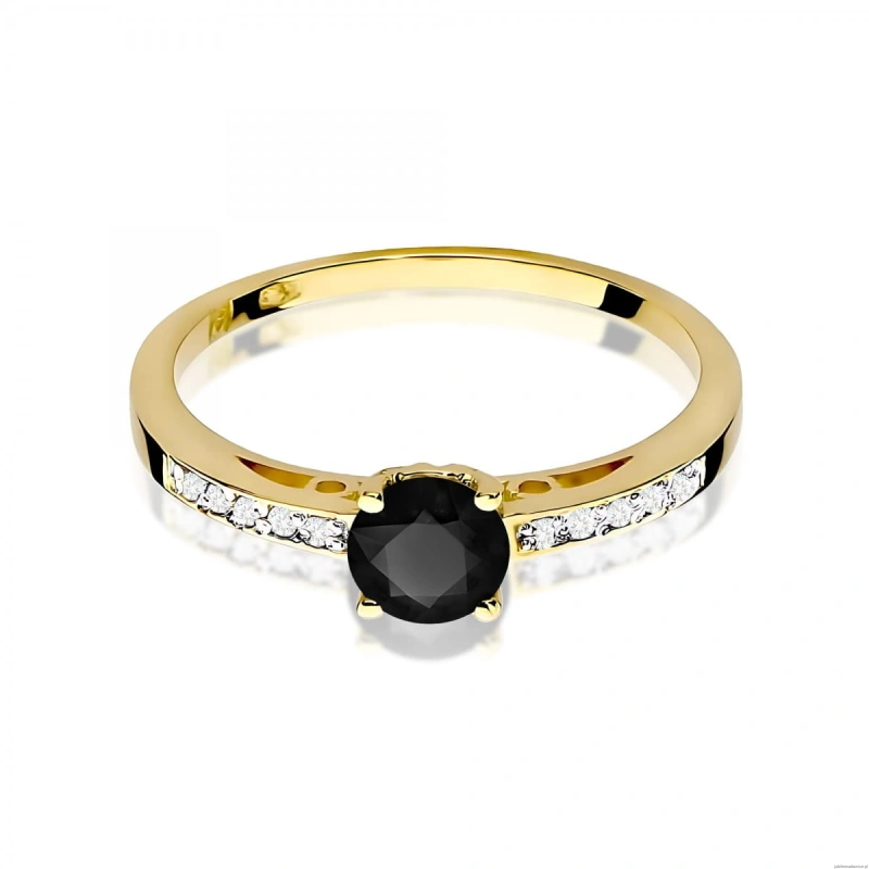 Pierścionek W0066 Czarny Diament 0,50ct żółte złoto 375