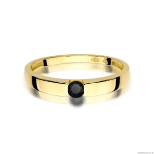 Pierścionek W0432 Czarny Diament 0,12ct żółte złoto 375