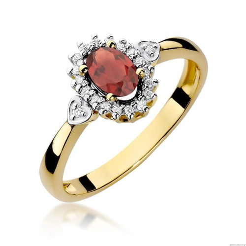 Pierścionek W0312 Granat 0,50ct żółte złoto 375