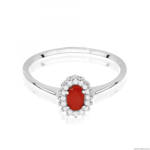 Pierścionek W0569 Koral 0,20ct białe złoto 375