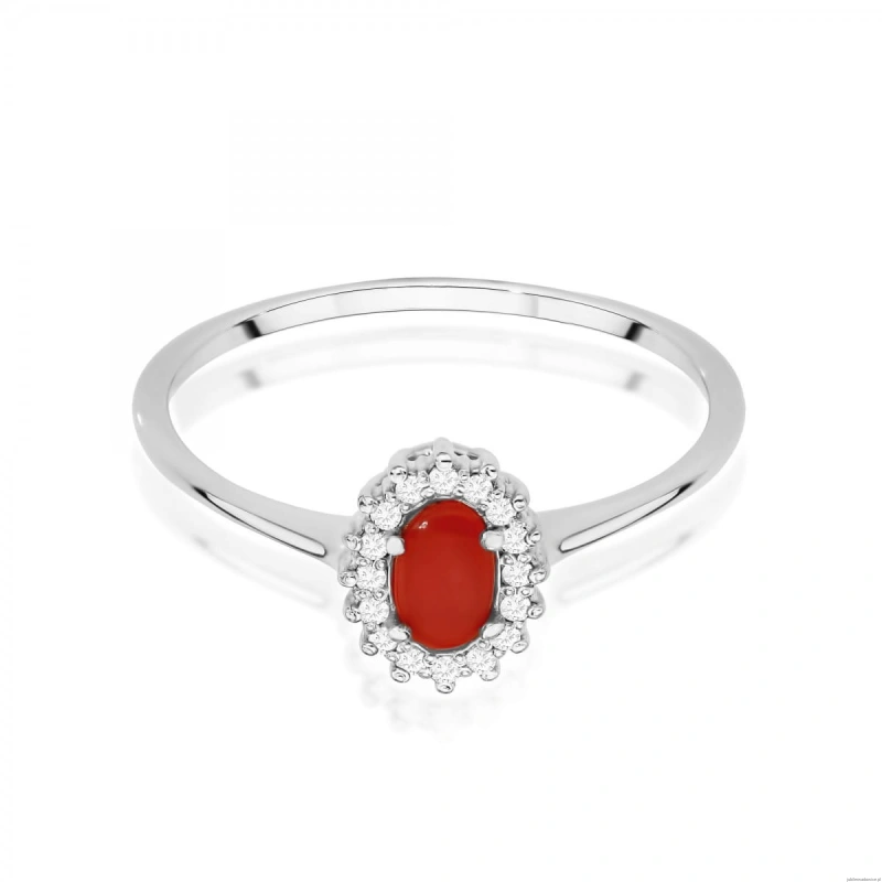 Pierścionek W0569 Koral 0,20ct białe złoto 375