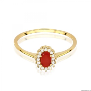 Pierścionek W0569 Koral 0,20ct żółte złoto 375