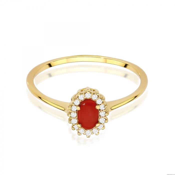 Pierścionek W0569 Koral 0,20ct żółte złoto 375
