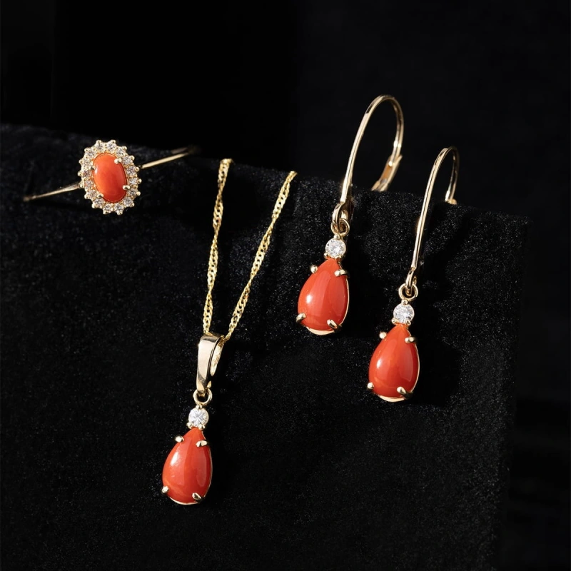 Pierścionek W0569 Koral 0,20ct żółte złoto 375