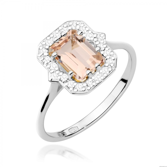 Pierścionek W0576 Morganit 1.00ct białe złoto 375