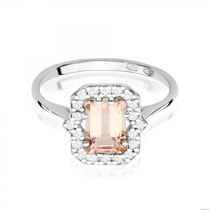 Pierścionek W0576 Morganit 1.00ct białe złoto 375