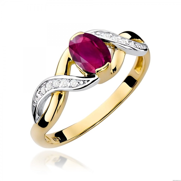 Pierścionek W0028 Rodolit 0,50ct żółte złoto 375