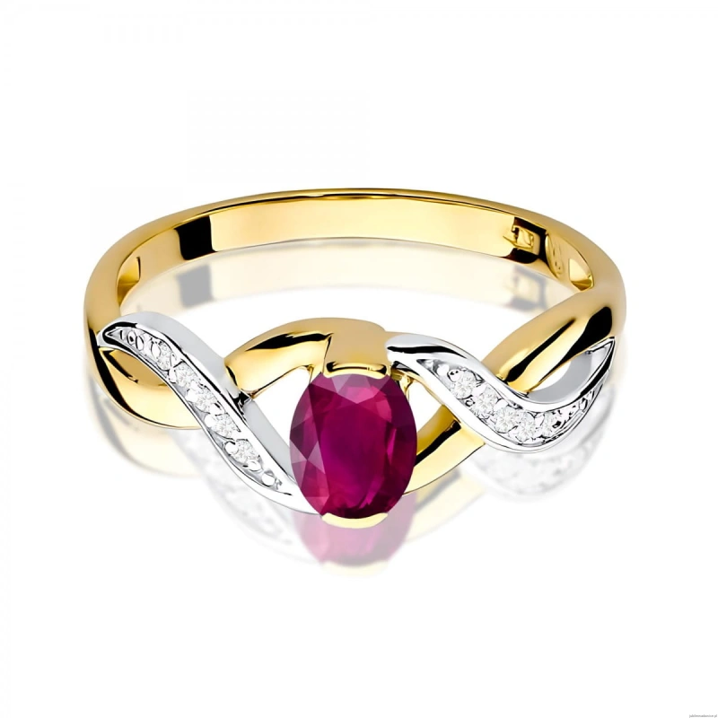 Pierścionek W0028 Rodolit 0,50ct żółte złoto 375
