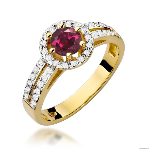 Pierścionek W0087 Rodolit 0,60ct żółte złoto 375