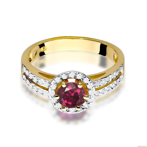 Pierścionek W0087 Rodolit 0,60ct żółte złoto 375