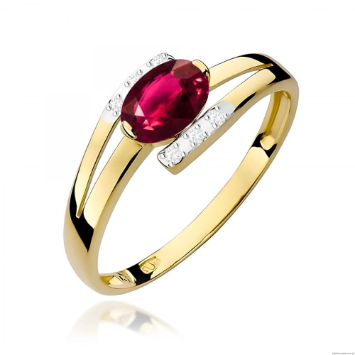 Pierścionek W0119 Rodolit 0,50ct żółte złoto 375