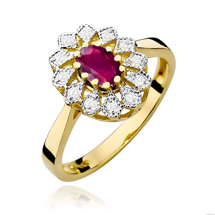 Pierścionek W0354 Rodolit 0,50ct żółte złoto 375