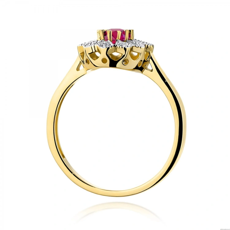 Pierścionek W0354 Rodolit 0,50ct żółte złoto 375