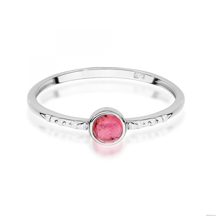 Pierścionek W0596 Różowy Turmalin 0,30ct białe złoto 375