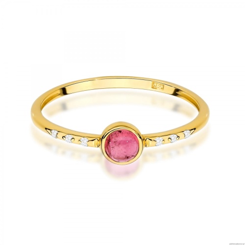 Pierścionek W0596 Różowy Turmalin 0,30ct żółte złoto 375
