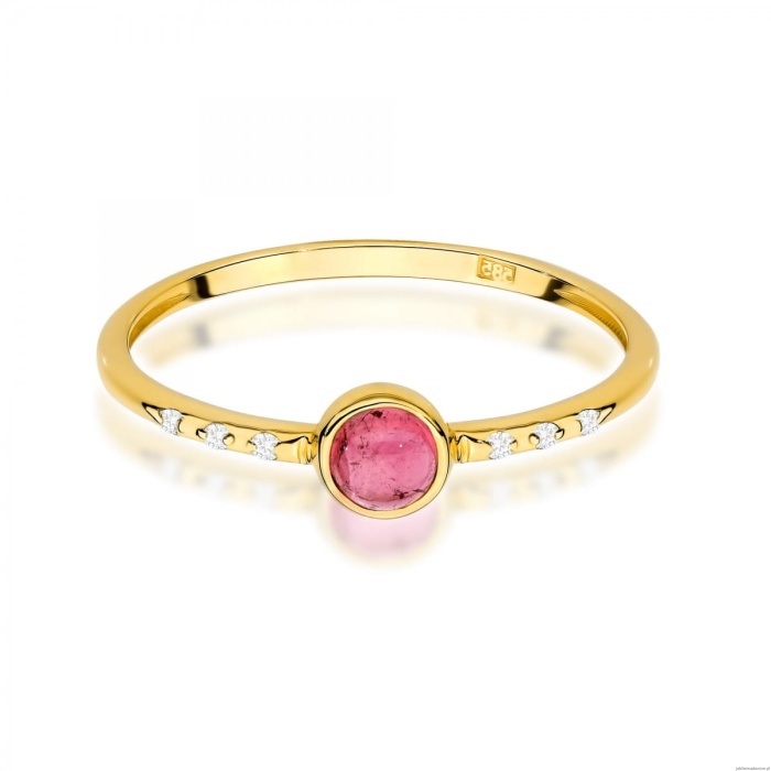 Pierścionek W0596 Różowy Turmalin 0,30ct żółte złoto 375