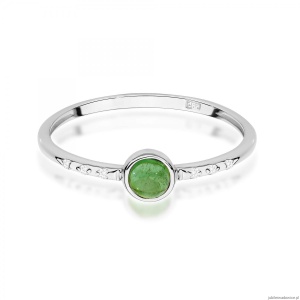 Pierścionek W0596 Zielony Turmalin 0,30ct białe złoto 375