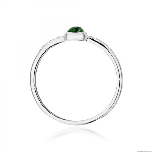 Pierścionek W0596 Zielony Turmalin 0,30ct białe złoto 375