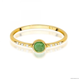 Pierścionek W0596 Zielony Turmalin 0,30ct żółte złoto 375