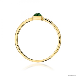 Pierścionek W0596 Zielony Turmalin 0,30ct żółte złoto 375