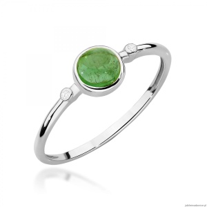 Pierścionek W0597 Zielony Turmalin 0,60ct białe złoto 375