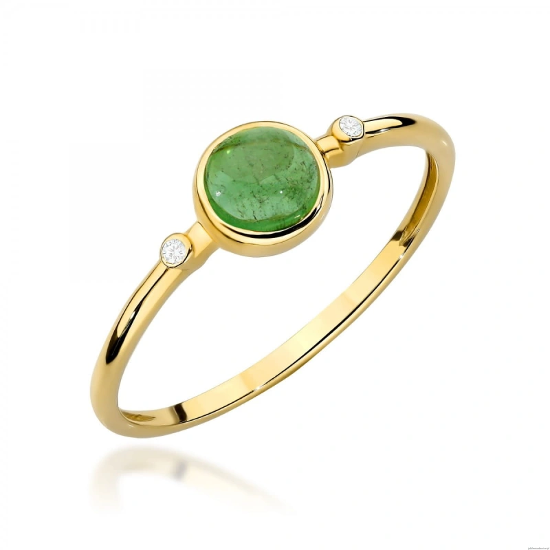 Pierścionek W0597 Zielony Turmalin 0,60ct żółte złoto 375