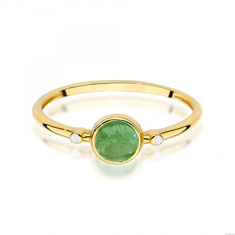 Pierścionek W0597 Zielony Turmalin 0,60ct żółte złoto 375