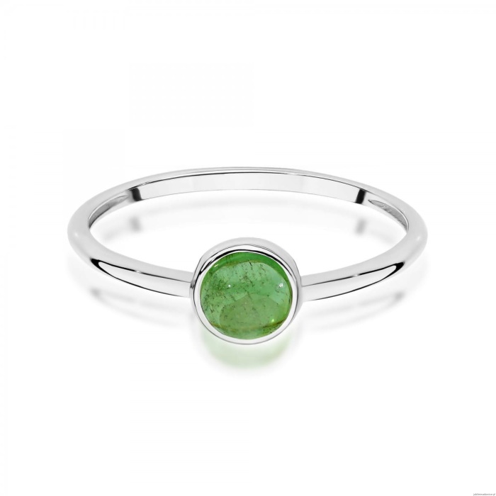 Pierścionek W0598 Zielony Turmalin 1,00ct białe złoto 375