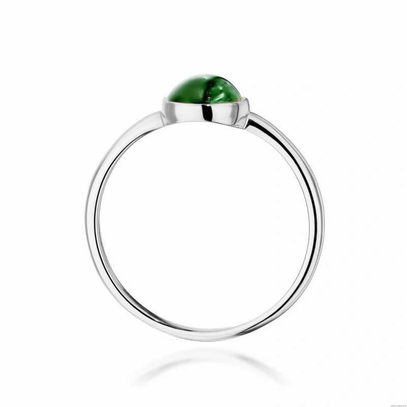 Pierścionek W0598 Zielony Turmalin 1,00ct białe złoto 375