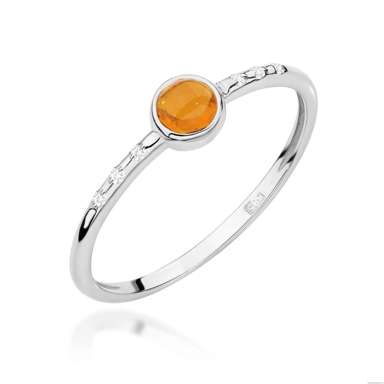 Pierścionek W0596 Żółty Turmalin 0,30ct białe złoto 375