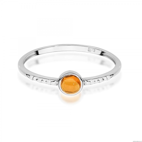 Pierścionek W0596 Żółty Turmalin 0,30ct białe złoto 375