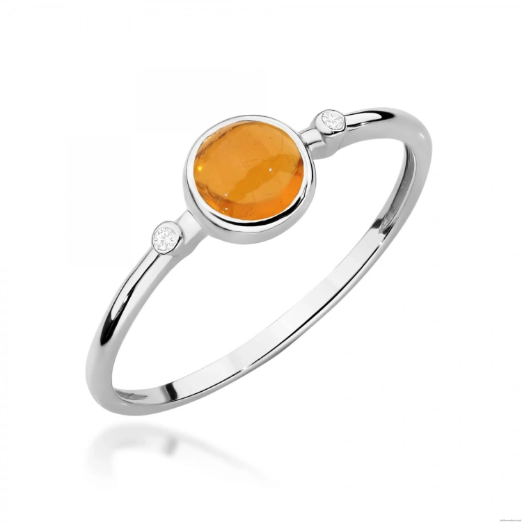 Pierścionek W0597 Żółty Turmalin 0,60ct białe złoto 375