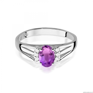 Pierścionek W0005 Ametyst 0,40ct białe złoto 375