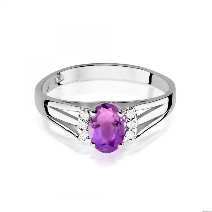 Pierścionek W0005 Ametyst 0,40ct białe złoto 375