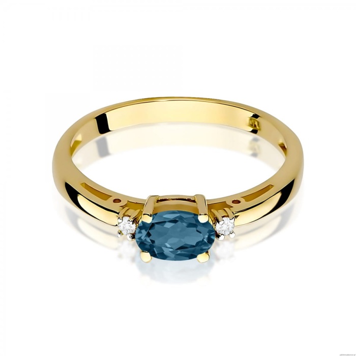 Pierścionek W0006 Topaz London Blue 0,50ct żółte złoto 375