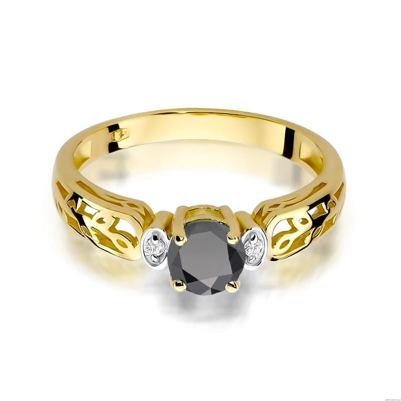 Pierścionek W0014 Czarny Diament 0,50ct żółte złoto 375