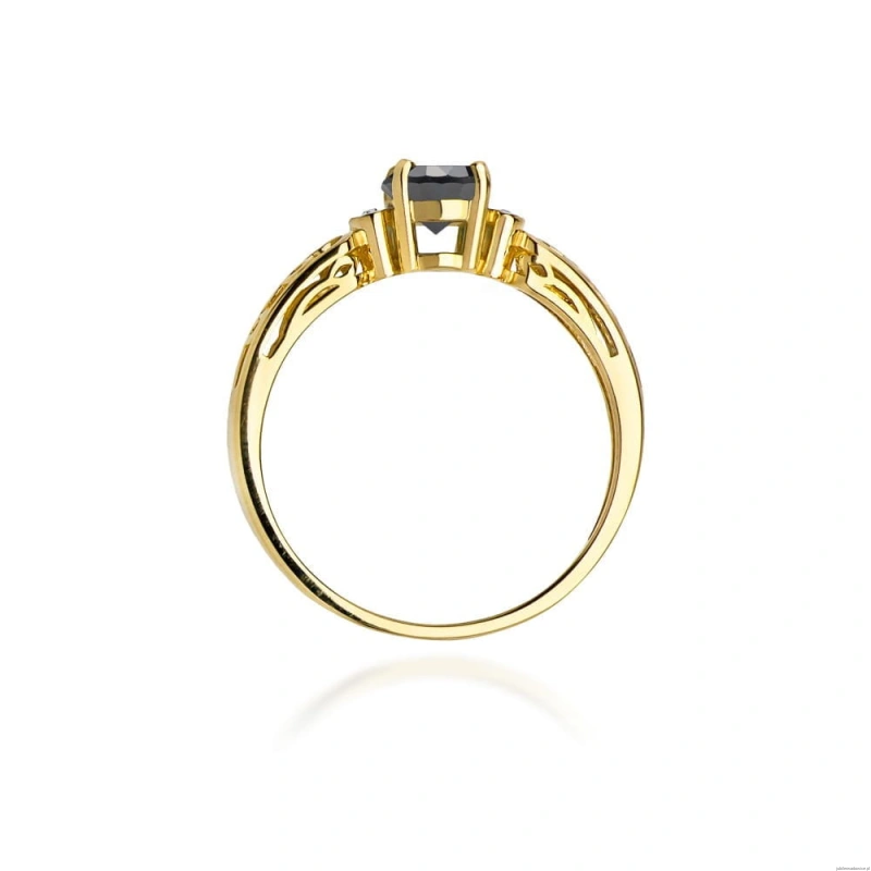 Pierścionek W0014 Czarny Diament 0,50ct żółte złoto 375