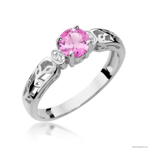 Pierścionek W0014 Różowy Topaz 0,60ct białe złoto 375