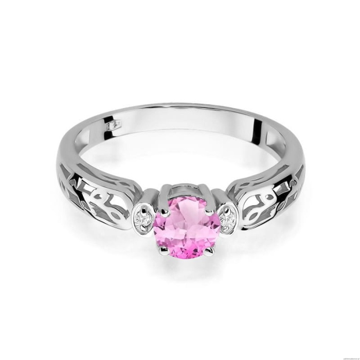 Pierścionek W0014 Różowy Topaz 0,60ct białe złoto 375