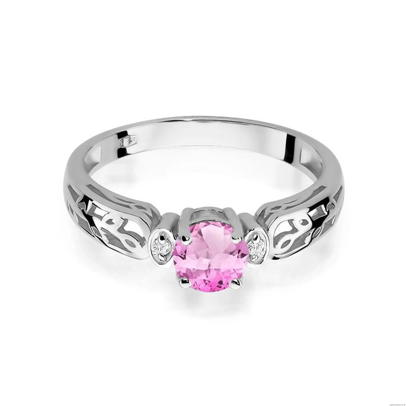 Pierścionek W0014 Różowy Topaz 0,60ct białe złoto 375