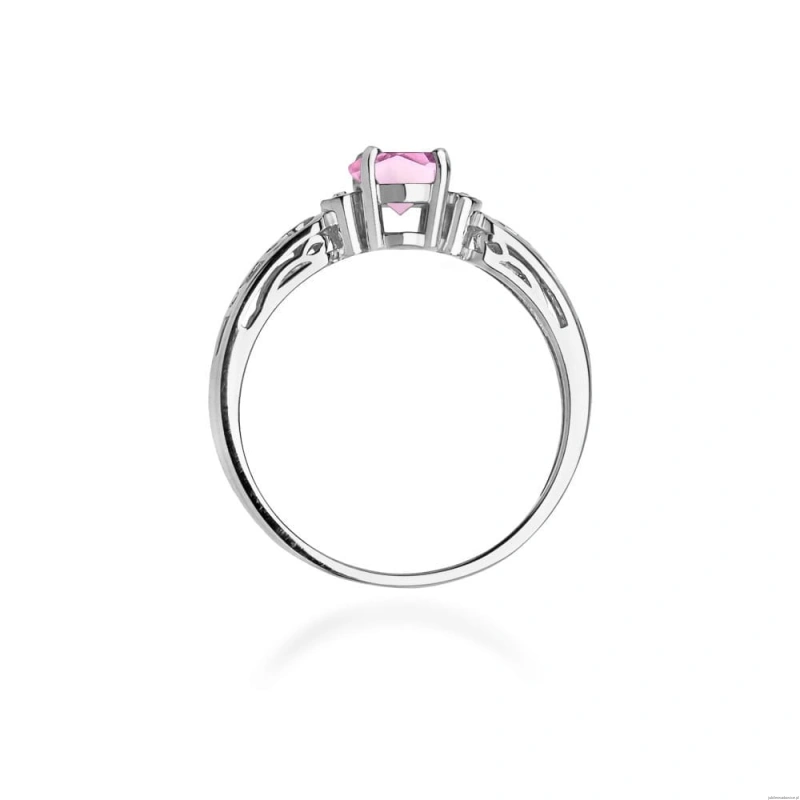 Pierścionek W0014 Różowy Topaz 0,60ct białe złoto 375