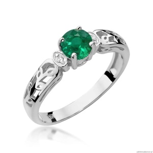 Pierścionek W0014 Szmaragd 0,50ct białe złoto 375