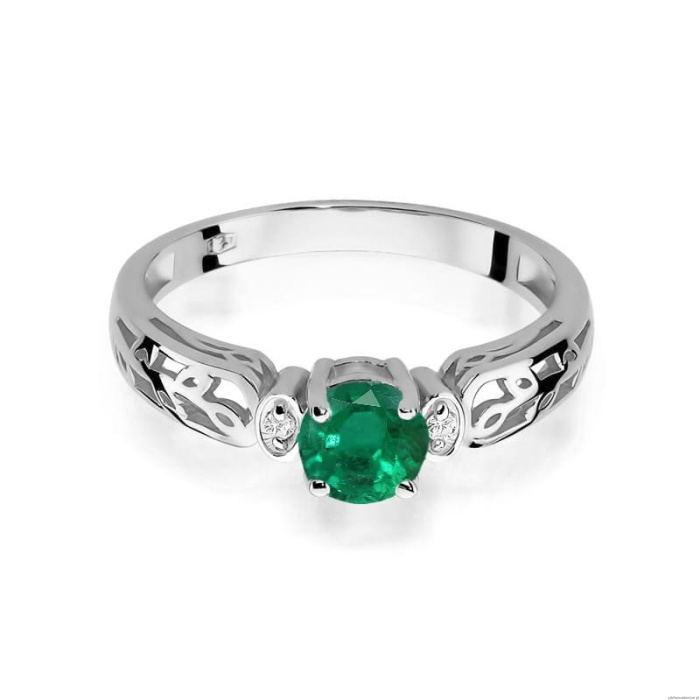 Pierścionek W0014 Szmaragd 0,50ct białe złoto 375