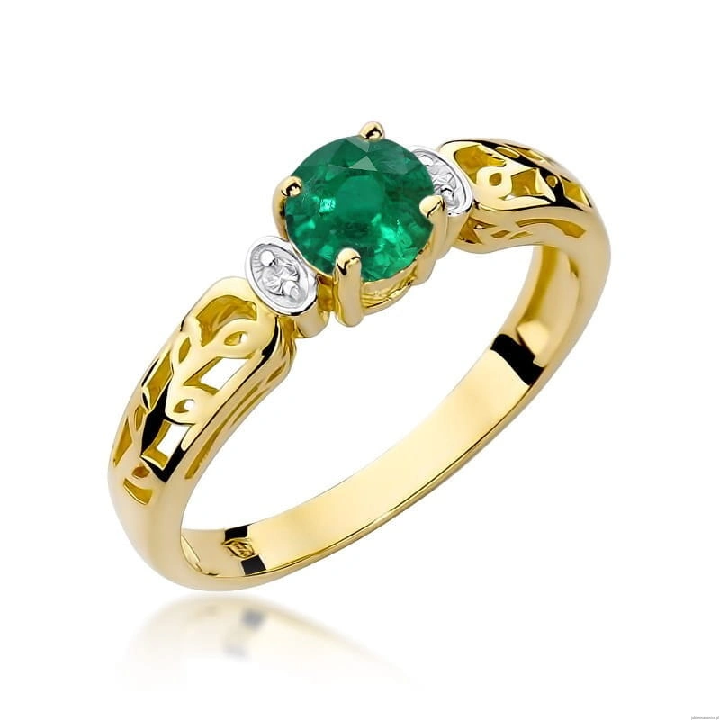 Pierścionek W0014 Szmaragd 0,50ct żółte złoto 375
