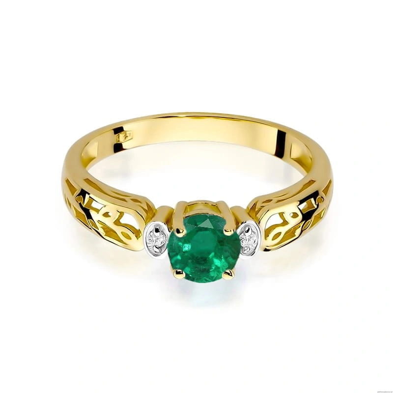 Pierścionek W0014 Szmaragd 0,50ct żółte złoto 375