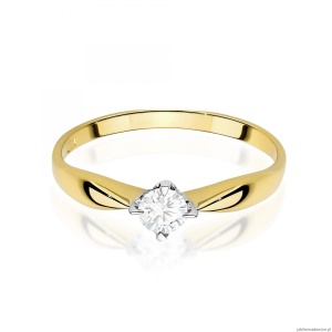 Pierścionek W0171 Diament Laboratoryjny 0,15ct żółte złoto 375