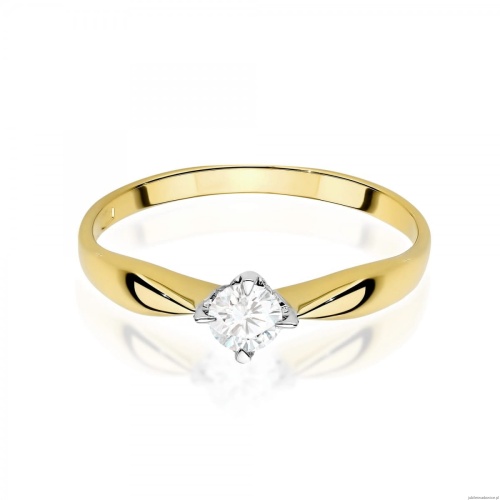 Pierścionek W0171 Diament Laboratoryjny 0,15ct żółte złoto 375