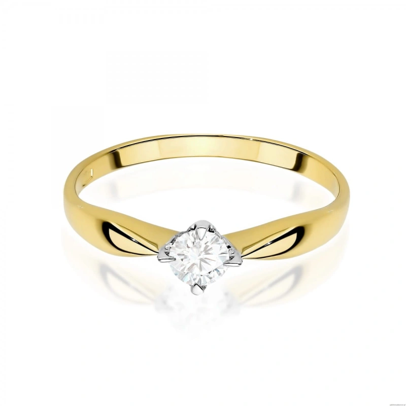 Pierścionek W0171 Diament Laboratoryjny 0,15ct żółte złoto 375